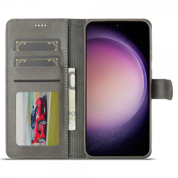 Lc.Imeeke Samsung Galaxy S25 Etui med Kortlomme stativfunksjon Grå