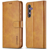 Lc.Imeeke Samsung Galaxy S25 Etui med Kortlomme stativfunksjon Lysebrun