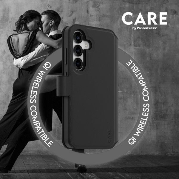 CARE by PanzerGlass Samsung Galaxy S25 Etui Tango Two-in-One Wallet MagSafe Svart