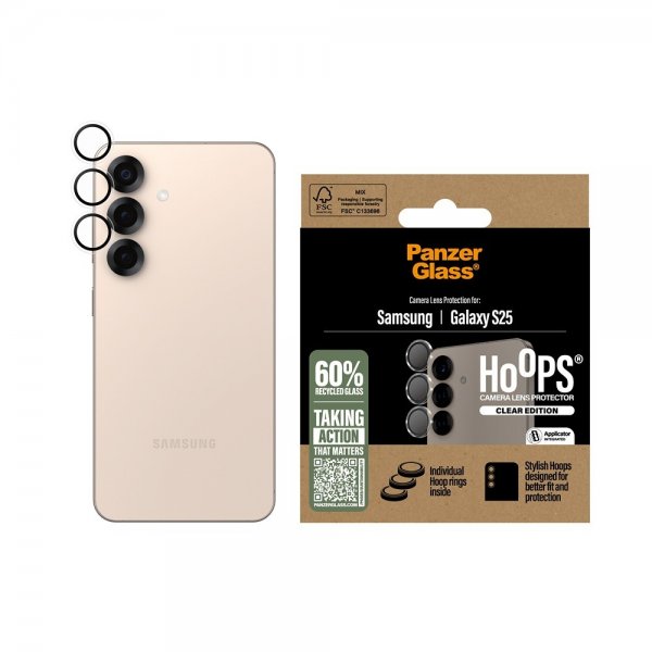 PanzerGlass Samsung Galaxy S25 Kamerabeskytter Hoops Transparent