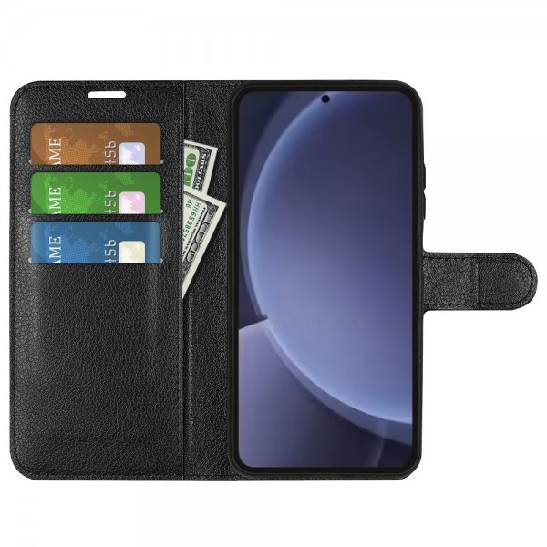 Samsung Galaxy S25 Plus Etui Litchi Svart