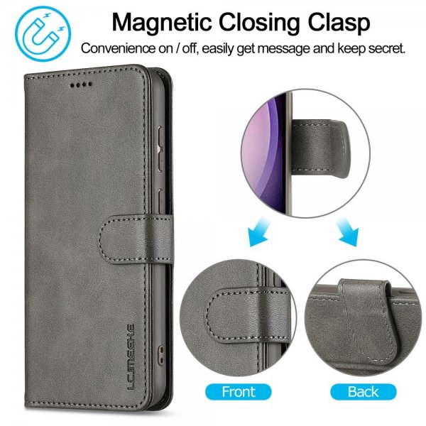 Lc.Imeeke Samsung Galaxy S25 Plus Etui med Kortlomme stativfunksjon Grå