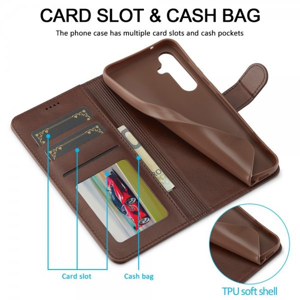 Lc.Imeeke Samsung Galaxy S25 Plus Etui med Kortlomme stativfunksjon Mørkebrun
