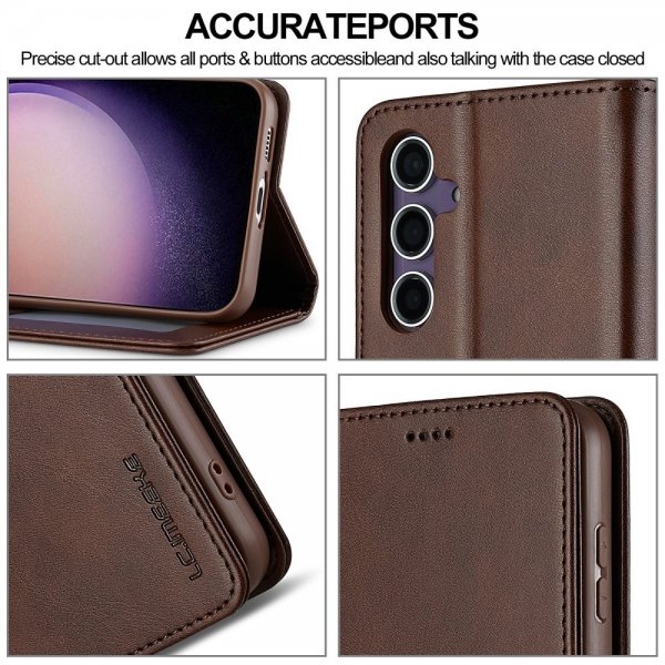 Lc.Imeeke Samsung Galaxy S25 Plus Etui med Kortlomme stativfunksjon Mørkebrun