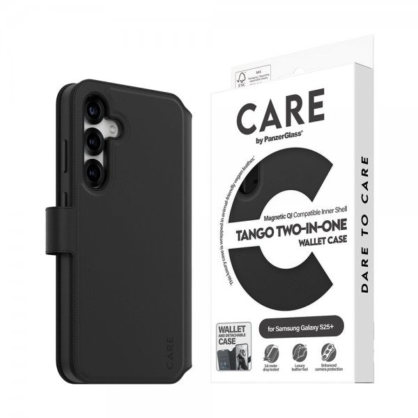 CARE by PanzerGlass Samsung Galaxy S25 Plus Etui Tango Two-in-One Wallet MagSafe Svart