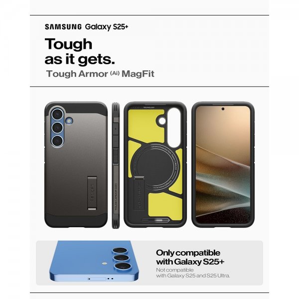 Spigen Samsung Galaxy S25 Plus Deksel Tough Armor MagFit Gunmetal