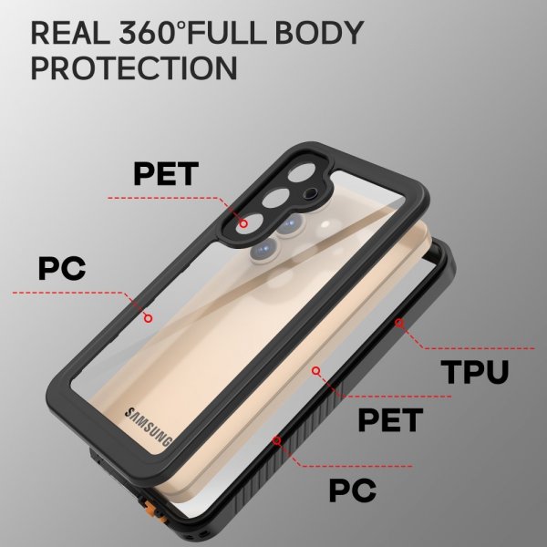 Redpepper Samsung Galaxy S25 Plus Deksel Vanntett IP68 Svart