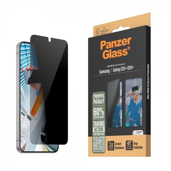 PanzerGlass Samsung Galaxy S24 Plus/Galaxy S25 Plus Skjermbeskytter Ultra-Wide Fit Privacy EasyAligner