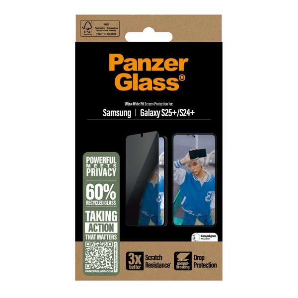 PanzerGlass Samsung Galaxy S24 Plus/Galaxy S25 Plus Skjermbeskytter Ultra-Wide Fit Privacy EasyAligner