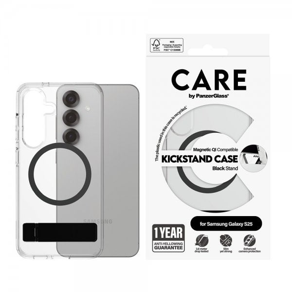 CARE by PanzerGlass Samsung Galaxy S25 Deksel Kickstand MagSafe Svart