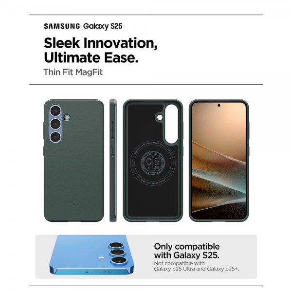Spigen Samsung Galaxy S25 Deksel Thin Fit MagFit Abyss Green
