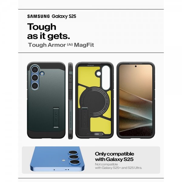 Spigen Samsung Galaxy S25 Deksel Tough Armor MagFit Abyss Green