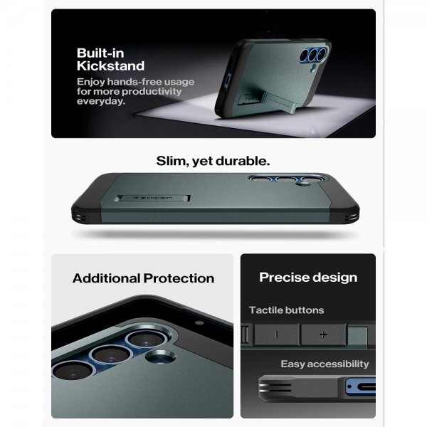 Spigen Samsung Galaxy S25 Deksel Tough Armor MagFit Abyss Green