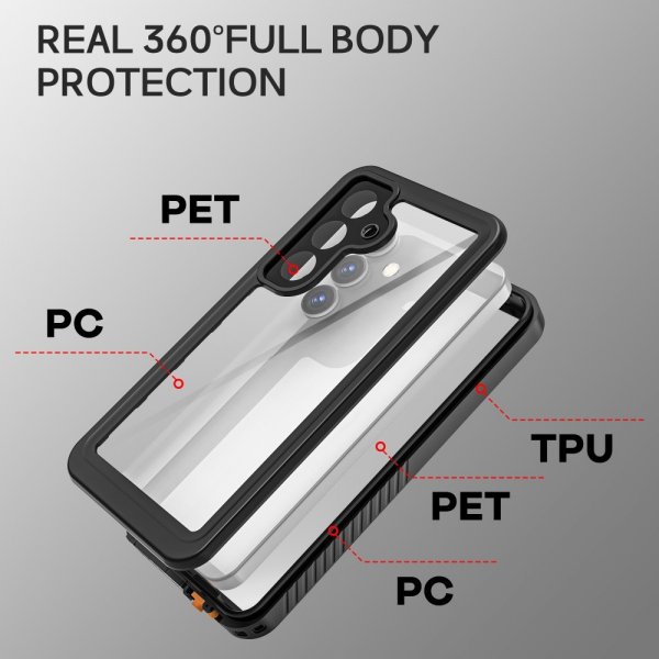 Redpepper Samsung Galaxy S25 Deksel Vanntett IP68 Svart