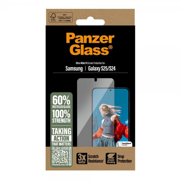 PanzerGlass Samsung Galaxy S24/Galaxy S25 Skjermbeskytter Ultra-Wide Fit EasyAligner