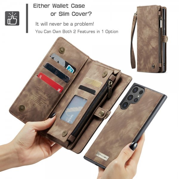 CaseMe Samsung Galaxy S25 Ultra Etui 008 Series Avtakbart Deksel Brun