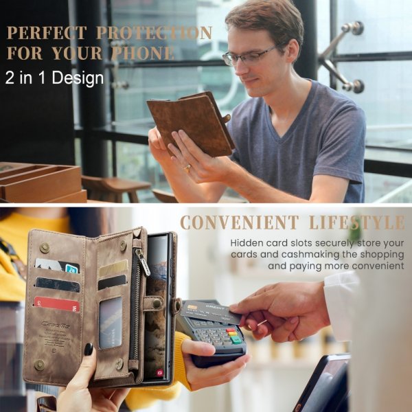 CaseMe Samsung Galaxy S25 Ultra Etui 008 Series Avtakbart Deksel Brun