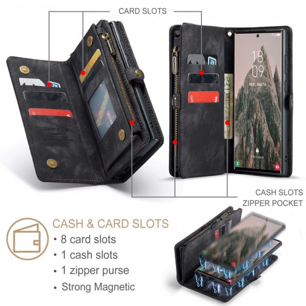 CaseMe Samsung Galaxy S25 Ultra Etui 008 Series Avtakbart Deksel Svart