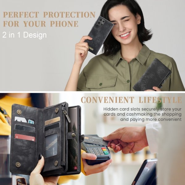 CaseMe Samsung Galaxy S25 Ultra Etui 008 Series Avtakbart Deksel Svart