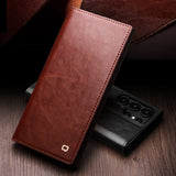 Qialino Samsung Galaxy S25 Ultra Etui Ekte Skinn Brun