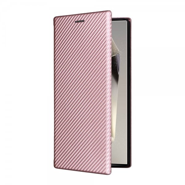 Samsung Galaxy S25 Ultra Etui Karbonfibertekstur Rosegull