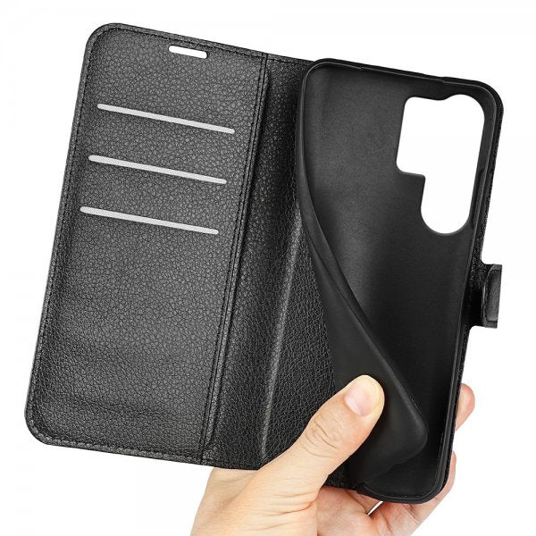Samsung Galaxy S25 Ultra Etui Litchi Svart