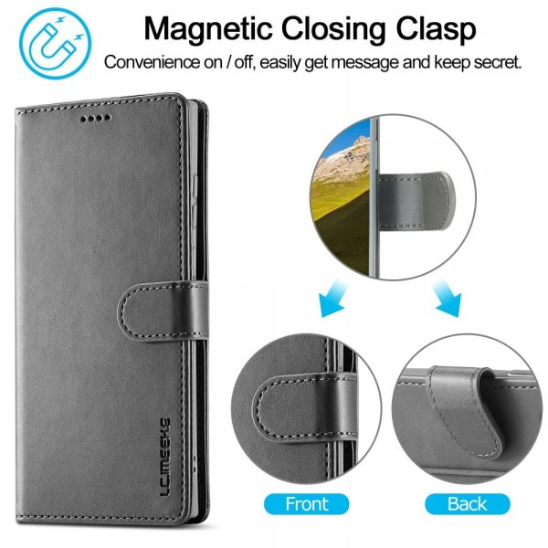 Lc.Imeeke Samsung Galaxy S25 Ultra Etui med Kortlomme stativfunksjon Grå