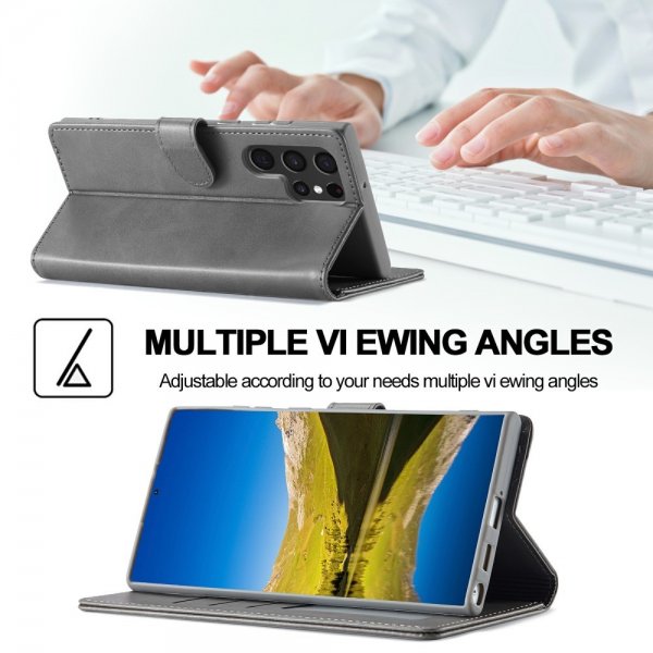 Lc.Imeeke Samsung Galaxy S25 Ultra Etui med Kortlomme stativfunksjon Grå