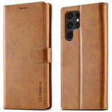 Lc.Imeeke Samsung Galaxy S25 Ultra Etui med Kortlomme stativfunksjon Lysebrun