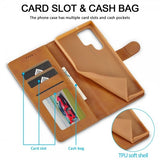 Lc.Imeeke Samsung Galaxy S25 Ultra Etui med Kortlomme stativfunksjon Lysebrun