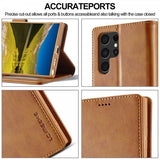 Lc.Imeeke Samsung Galaxy S25 Ultra Etui med Kortlomme stativfunksjon Lysebrun
