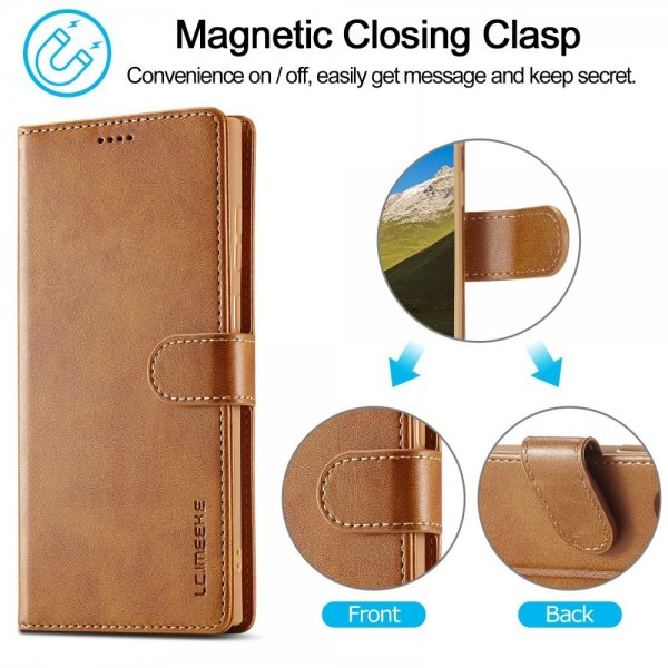 Lc.Imeeke Samsung Galaxy S25 Ultra Etui med Kortlomme stativfunksjon Lysebrun