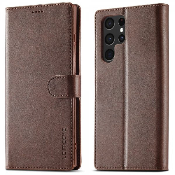 Lc.Imeeke Samsung Galaxy S25 Ultra Etui med Kortlomme stativfunksjon Mørkebrun