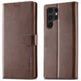 Lc.Imeeke Samsung Galaxy S25 Ultra Etui med Kortlomme stativfunksjon Mørkebrun