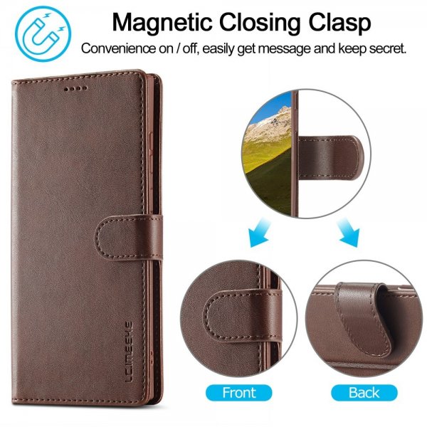 Lc.Imeeke Samsung Galaxy S25 Ultra Etui med Kortlomme stativfunksjon Mørkebrun