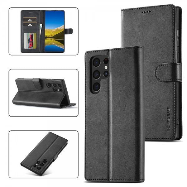 Lc.Imeeke Samsung Galaxy S25 Ultra Etui med Kortlomme stativfunksjon Svart
