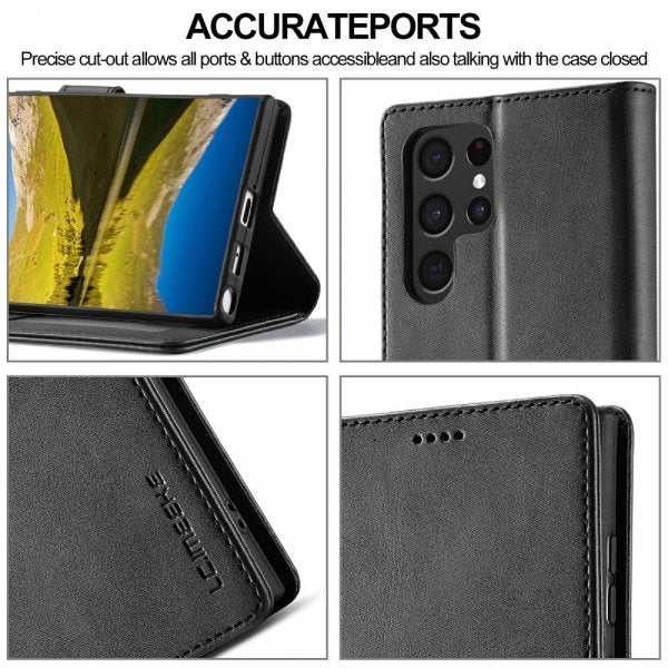 Lc.Imeeke Samsung Galaxy S25 Ultra Etui med Kortlomme stativfunksjon Svart
