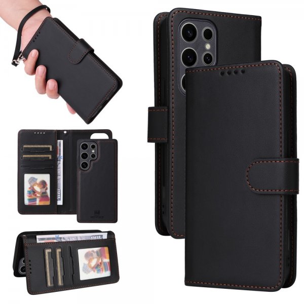Betopnice Samsung Galaxy S25 Ultra Etui Avtagbart Deksel 005 Svart