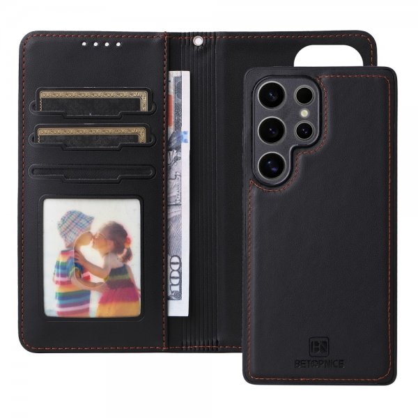 Betopnice Samsung Galaxy S25 Ultra Etui Avtagbart Deksel 005 Svart