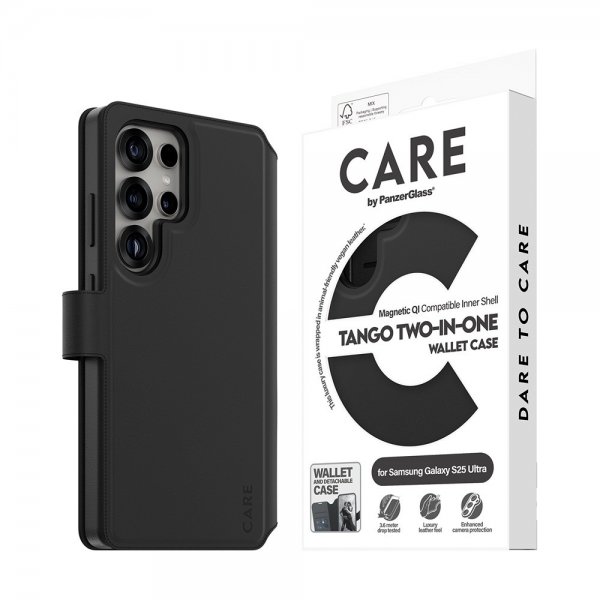 CARE by PanzerGlass Samsung Galaxy S25 Ultra Etui Tango Two-in-One Wallet MagSafe Svart