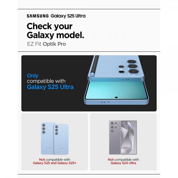 Spigen Samsung Galaxy S25 Ultra Kamerabeskytter GLAS.tR EZ Fit Optik Pro 2-pakning Svart