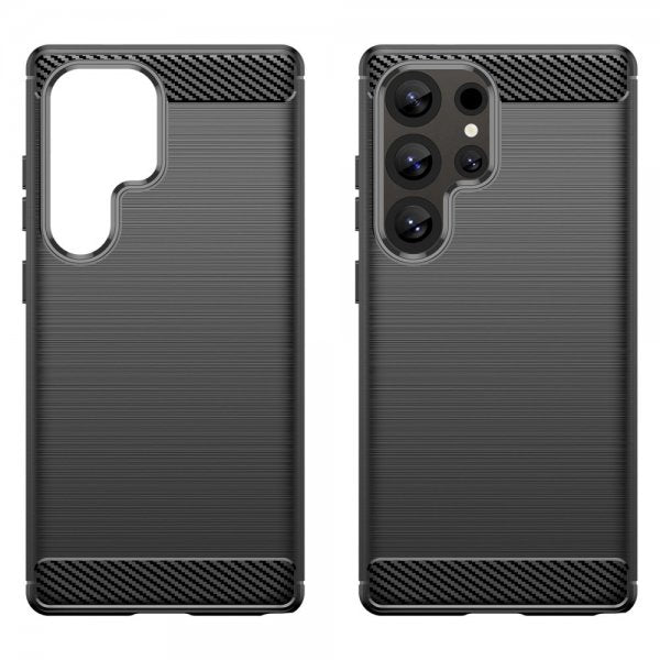 Samsung Galaxy S25 Ultra Deksel Børstet Karbonfibertekstur Svart