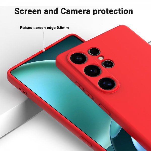 Samsung Galaxy S25 Ultra Deksel med Stropp Silikon Rød