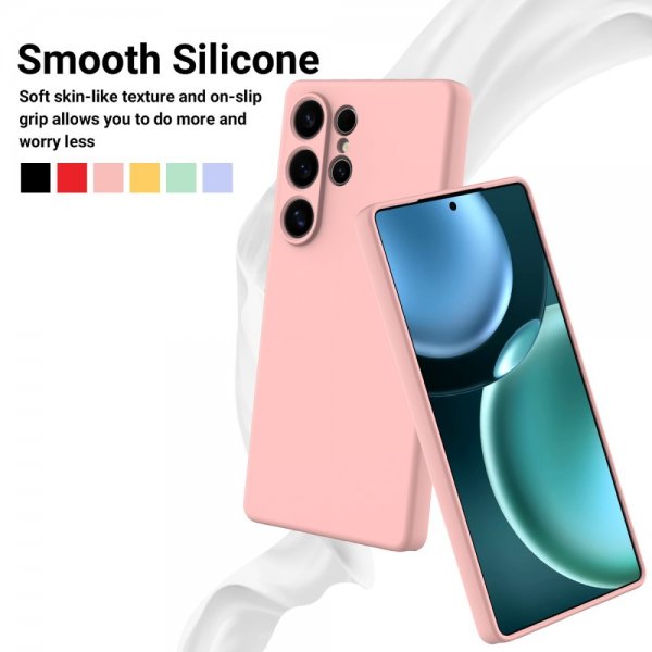 Samsung Galaxy S25 Ultra Deksel med Stropp Silikon Rosa