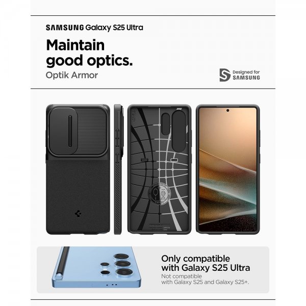 Spigen Samsung Galaxy S25 Ultra Deksel Optik Armor Svart