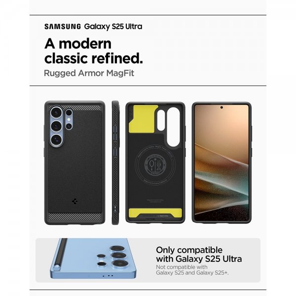 Spigen Samsung Galaxy S25 Ultra Deksel Rugged Armor MagFit Matte Black