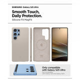 Spigen Samsung Galaxy S25 Ultra Deksel Silicone Fit MagFit Natural Titanium
