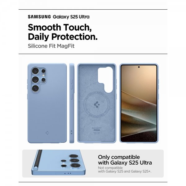 Spigen Samsung Galaxy S25 Ultra Deksel Silicone Fit MagFit Sapphire Blue