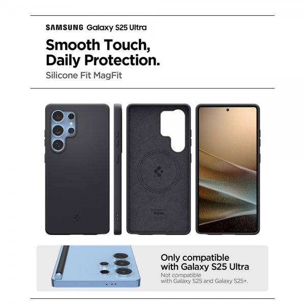 Spigen Samsung Galaxy S25 Ultra Deksel Silicone Fit MagFit Svart