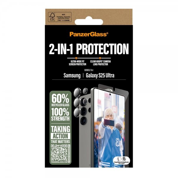 PanzerGlass Samsung Galaxy S25 Ultra Skjermbeskytter og Kamerabeskytter 2-in-1 Bundle